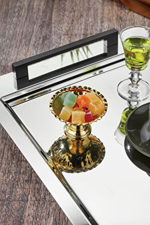 Kale Çay Kahve Sunum Tepsisi Paslanmaz Çelik