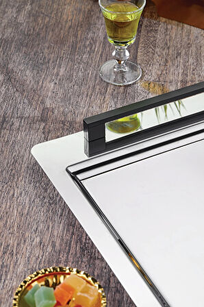 Kale Çay Kahve Sunum Tepsisi Paslanmaz Çelik