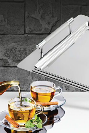 Ece Çay Kahve Sunum Tepsisi Paslanmaz Çelik