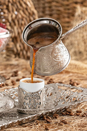 Zamak 2 Döküm Kahve Cezvesi Gümüş Renk 100 ml. 2 kişilik