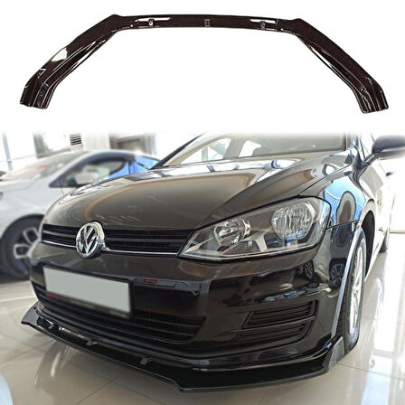 Volkswagen Golf 7 MK7/ 7,5 için Ön Tampon 3 Parça Lip 2012-2019 Siyah