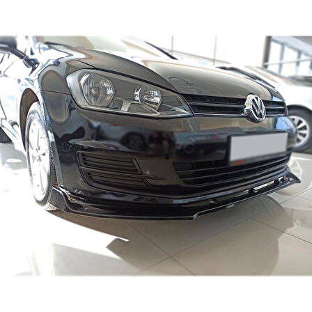 Volkswagen Golf 7 MK7/ 7,5 için Ön Tampon 3 Parça Lip 2012-2019 Siyah