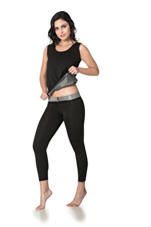 Kadın Siyah Termal Tayt Ve Atlet Takım