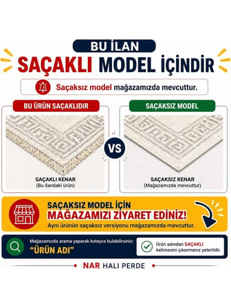 Aksu Stan Kaymaz Tabanlı Kesme Örgü Saçaklı Salon Koridor Yıkanabilir Halı Bej
