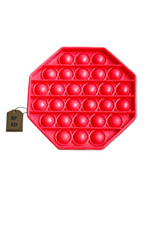 POP İT PUSH İT STRES OYUNCAĞI BUBLE FİDGET DUYUSAL EĞİTİCİ OYUNCAK ULTRA ESNEK KIRMIZI SEKİZGEN