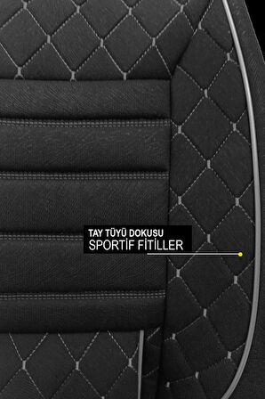 Kia Soul  Uyumlu 5 KOLTUK TAM SETPREMİO SERİSİ TAY TÜYÜ OTO KOLTUK KILIFI KOKMA TERLETME YAPMAZ BEYAZ DİKİŞ DETAYLI