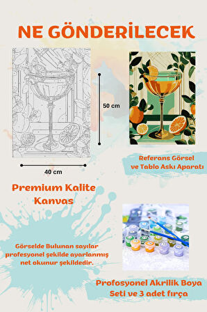 Sayılarla Boyama Seti Numaralı Tuval Fırça Boya PORTAKAL 40X50 Cm
