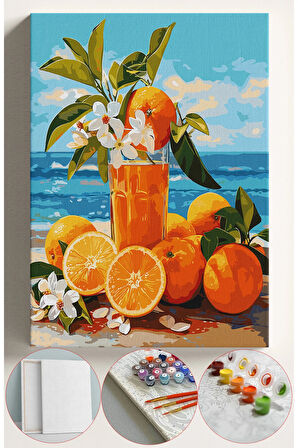 Sayılarla Boyama Seti Numaralı Tuval Fırça Boya 40x50 Cm - PORTAKAL SAHİL