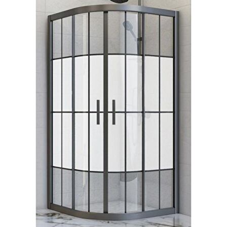Durul Duşakabin Oval Siyah Çizgi Ortası Buzlu 5mm Yükseklik 190 Cm