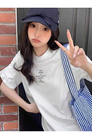 MALKOÇBEY  THE POVER BASKILI OVERSİZE UNİSEX BASİC T-ŞHİRT