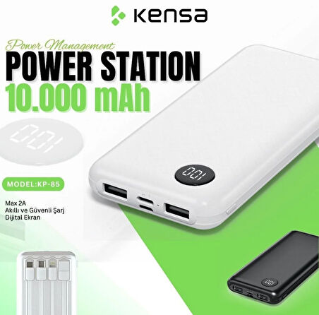 POWERBANK YENİ NESİL DİJİTAL GÖSTERGELİ KENDİNDEN KABLOLU 10.000 mAh GÜÇLÜ VE DAYANIKLI