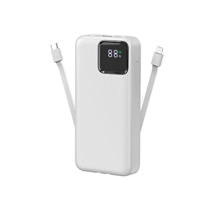 POWERBANK KENDİNDEN KABLOLU 2.4A HIZLI VE GÜÇLÜ 20.000 mAH TYPC-E ve LİGHTNİNG KABLOLU