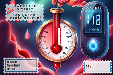 Diyabet Ölçüm Takip Çizelgesi Defteri A Kalite Özel Tasarım 3 Aylık A5