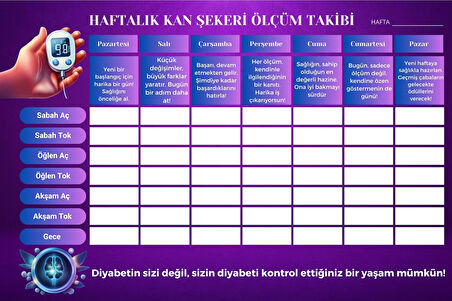 Diyabet Ölçüm Takip Çizelgesi Defteri A Kalite Özel Tasarım 3 Aylık A5