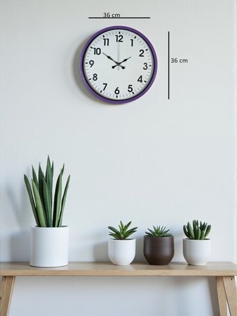 36 Cm Mor Standart Duvar Saati