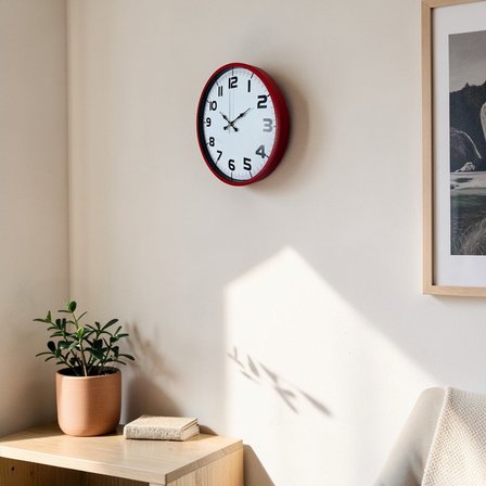 Premium Kırmızı 36 Cm Duvar Saati