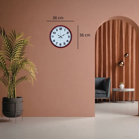 Premium Kırmızı 36 Cm Duvar Saati
