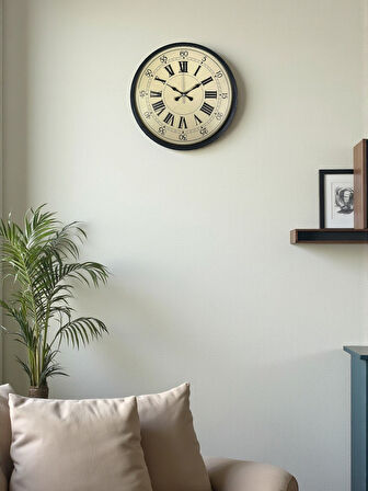 Zentime 36 Cm Siyah Dekoratif Duvar Saati