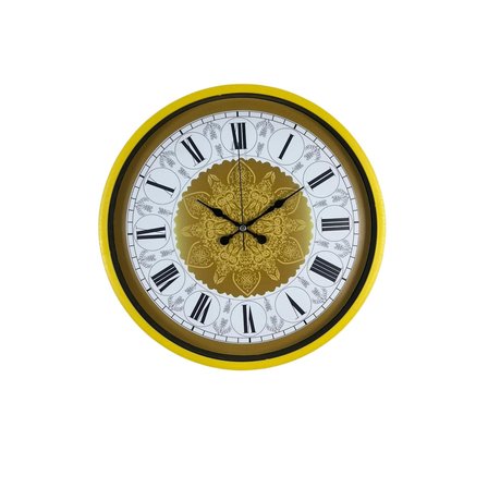 Sarı 36 Cm Desenli Dekoratif Duvar Saati