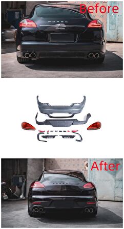 PANAMERA 2011-2013 IÇIN UYUMLU ARKA TAMPON+STOP FACELIFT