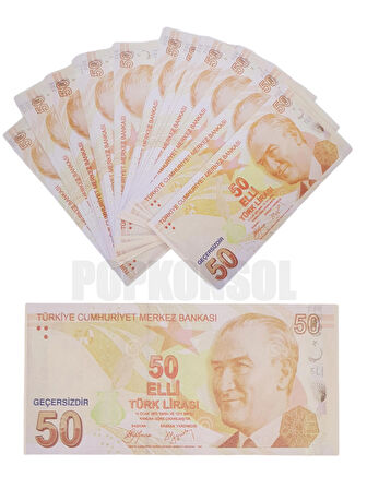 50 Adet 50 TL Geçersiz Para Parti Şaka Düğün Oyun Parası Fim Dizi Çekimleri İçin