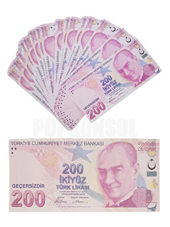 50 Adet 200 TL Geçersiz Para Parti Şaka Düğün Oyun Parası Fim Dizi Çekimleri İçin