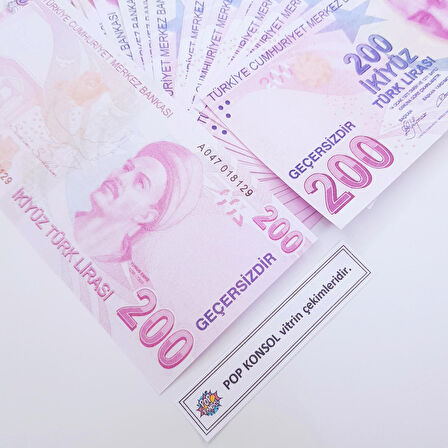 50 Adet 200 TL Geçersiz Para Parti Şaka Düğün Oyun Parası Fim Dizi Çekimleri İçin