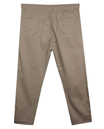 Erkek 118 -156 Kilo Arası İçin Uygun Lastikli Paça Bağcıklı Battal Boy Gabardin Pantolon Bej