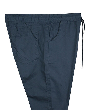 Erkek 118 -156 Kilo Arası İçin Uygun Lastikli Paça Bağcıklı Battal Boy Gabardin Pantolon İndigo