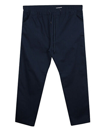 Erkek 118 -156 Kilo Arası İçin Uygun Lastikli Paça Bağcıklı Battal Boy Gabardin Pantolon Lacivert