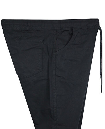 Erkek 118 -156 Kilo Arası İçin Uygun Lastikli Paça Bağcıklı Battal Boy Gabardin Pantolon Siyah