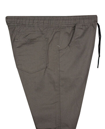 Erkek 118 -156 Kilo Arası İçin Uygun Lastikli Paça Bağcıklı Battal Boy Gabardin Pantolon Toprak