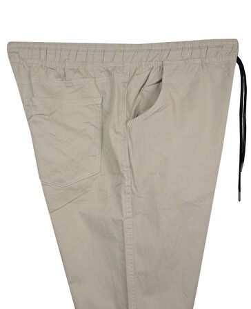 Erkek 118 -156 Kilo Arası İçin Uygun Lastikli Paça Bağcıklı Battal Boy Gabardin Pantolon Taş