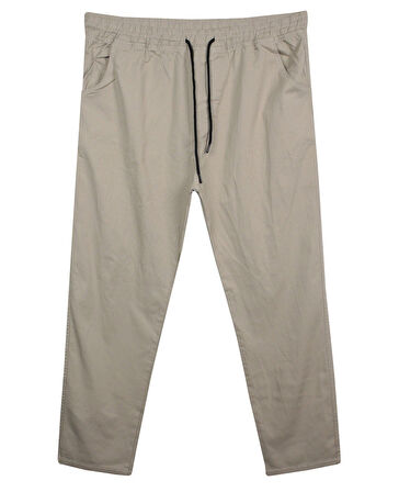 Erkek 118 -156 Kilo Arası İçin Uygun Lastikli Paça Bağcıklı Battal Boy Gabardin Pantolon Taş