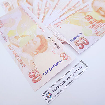 50 Adet Karışık Geçersiz Para 50 100 200 Türk Lirası Parti Şaka Düğün Oyun Parası