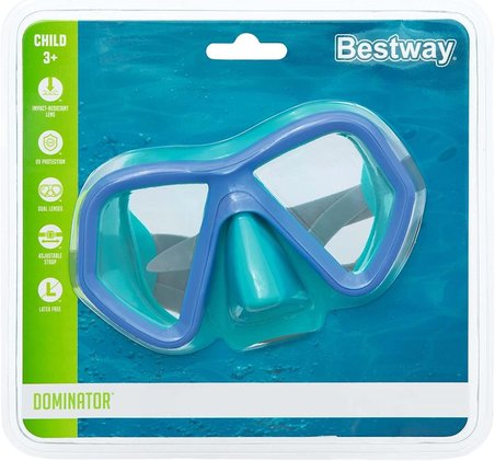 Bestway Dominator Çocuk Deniz Gözlüğü 3-7 Yaş Yüzücü Gözlük Mavi