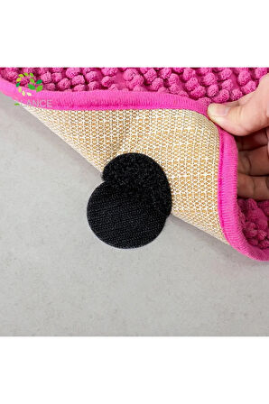 100 takım 7 cm Halı Kilim Koltuk Örtüsü Sabitleyici Kaydırmaz Cırt Yıkanabilir Yapışkanlı Ped Siyah