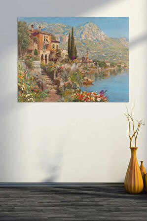 Alois Arnegger Garda Gölü'ndeki Riva Manzarası Sanatsal Kanvas Tablo (7 farklı ölçü)