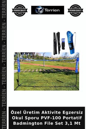 Özel Üretim Aktivite Egzersiz Okul Sporu PVF-100 Portatif Badmington File Set 3,1 Mt