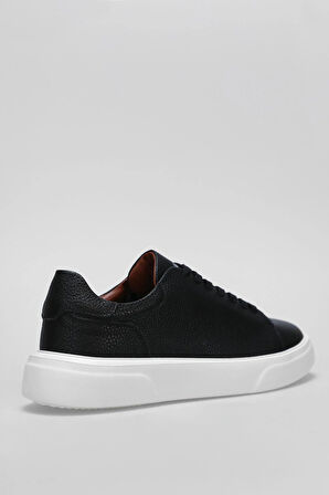 Lufian Tommy Siyah Beyaz Erkek Deri Sneaker