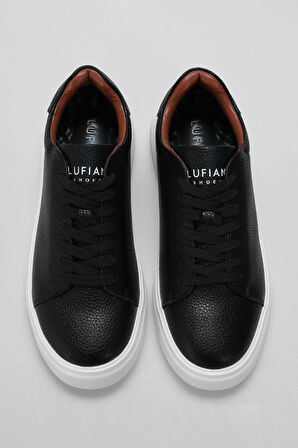 Lufian Tommy Siyah Beyaz Erkek Deri Sneaker