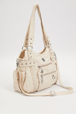 930267 Omuz Askılı Kadın Örgü Detaylı Çanta