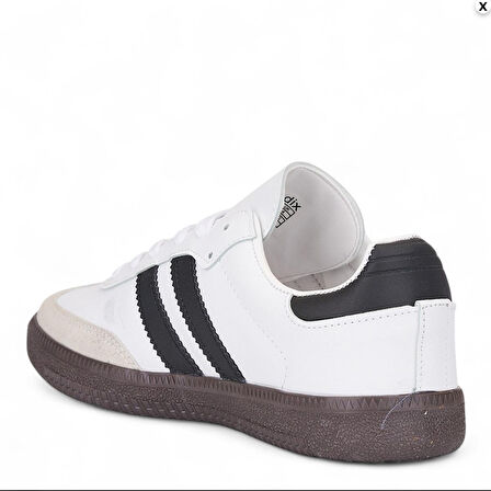 UNİSEX BEYAZ SİYAH TERMO TABAN YANI ŞERİTLİ BAĞCIKLI SPOR AYAKKABI