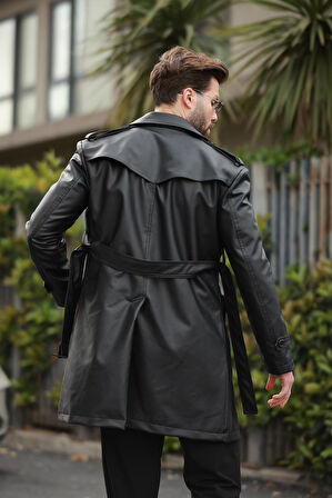 UZUN BELİ KEMERLİ APOLETLİ DERİ TRENÇKOT & PARDESÜ