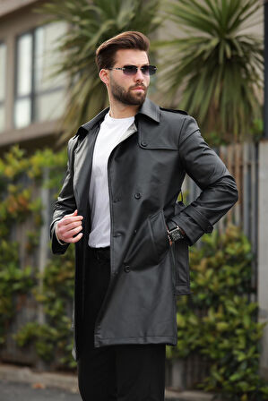 UZUN BELİ KEMERLİ APOLETLİ DERİ TRENÇKOT & PARDESÜ