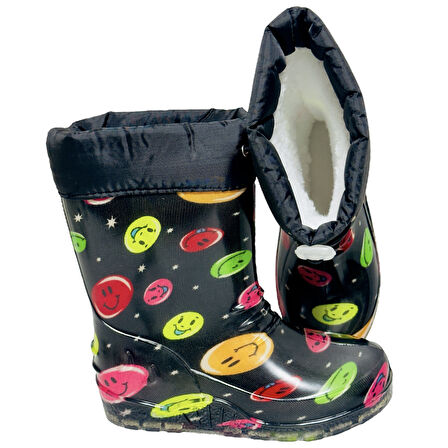 İÇİ TERMAL TÜYLÜ DIŞI LASTİK UZUN ÇİZME SU GEÇİRMEZ DAYANIKLI KAYMAZ TABAN (24-37 NUMARA)