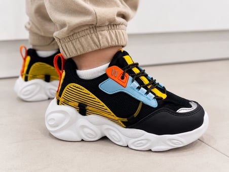 ÇOCUK CANLI RENK KOMBİNASYONLU FUTURİSTİK YAN PANEL DETAYLI BAĞCIKLI STREET STYLE SNEAKER