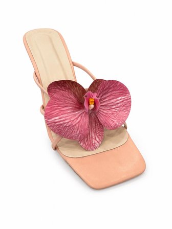 KADIN ORKİDE ÇİÇEK DETAYLI ŞIK TOPUKLU (8 CM) TERLİK
