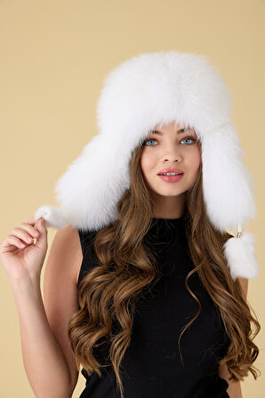 Hakiki Deri gerçek Kürklü Kulaklıklı Kışlık Şapka