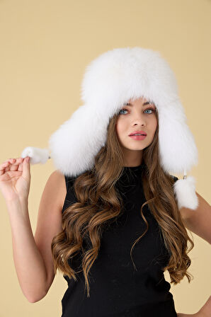 Hakiki Deri gerçek Kürklü Kulaklıklı Kışlık Şapka